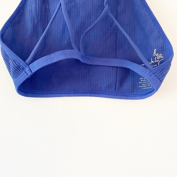 FREE PEOPLE Blue Criss Cross Crop Halter Top/Bra NEW - Picture 3 of 4